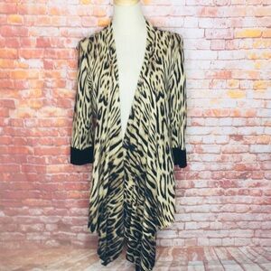Chico's Lightweight Leopard Print Open Front Waterfall Cardigan Sweater